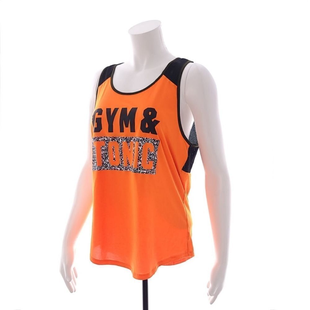 Pink Victoria's Secret Women's Size Medium Orange Black Gym and Tonic Tank